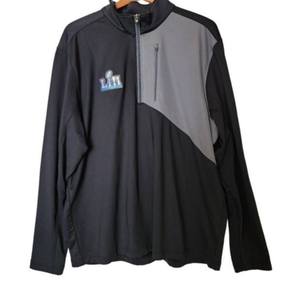 Cutter & Buck DRYTEC‎ SuperBowl Black Gray 1/4 Zip Pullover Men’s Size XL - Picture 2 of 10